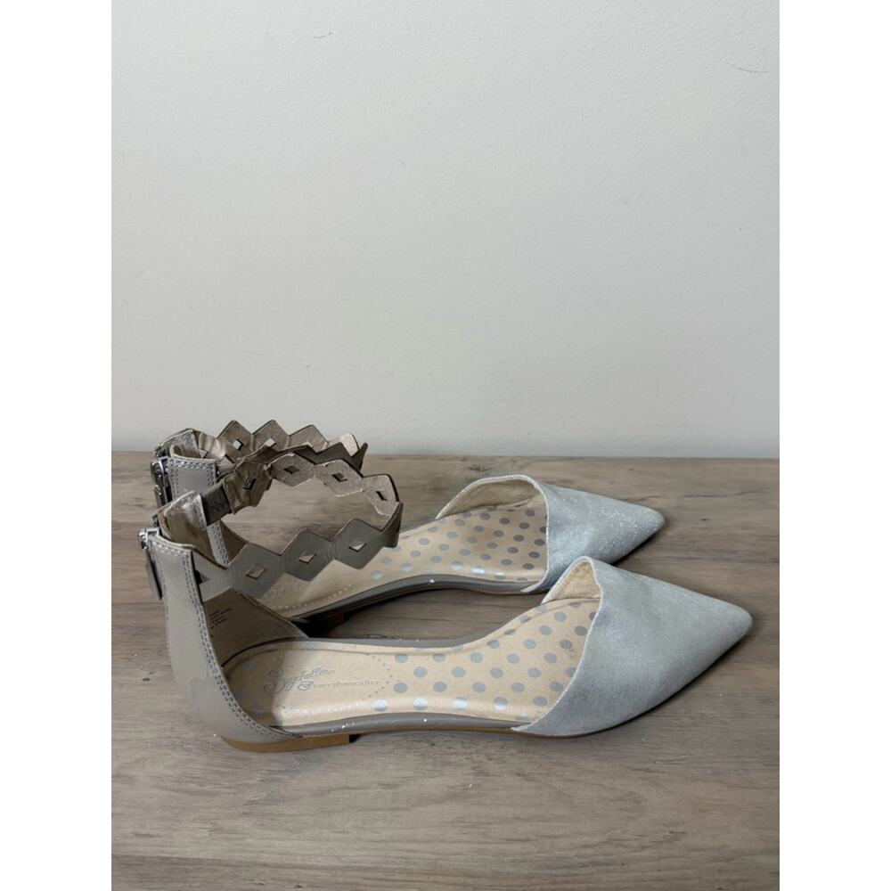 Seychelles x Anthropologie Silver Flats with Geometric Cutout Design Size 8.5 - Picture 2 of 6